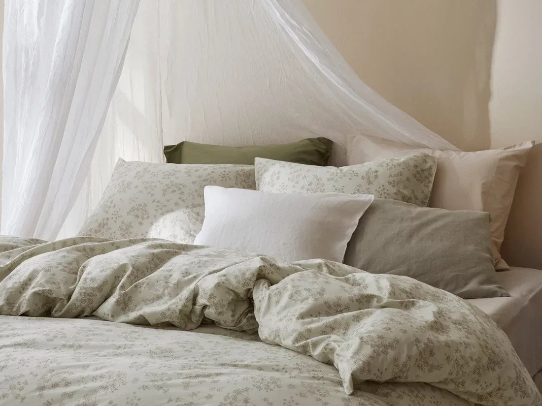 Kussensloop katoen satijn natural bloom 50x60