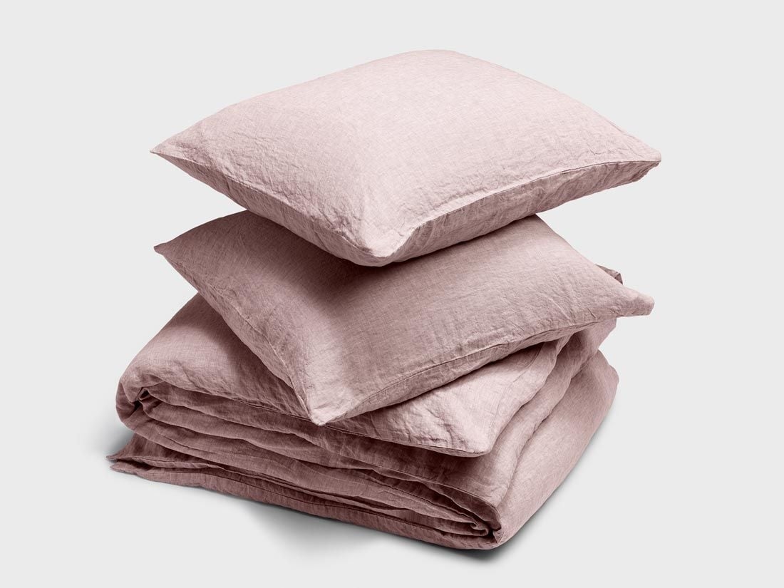 Dekbedovertrek gewassen linnen rose chambray