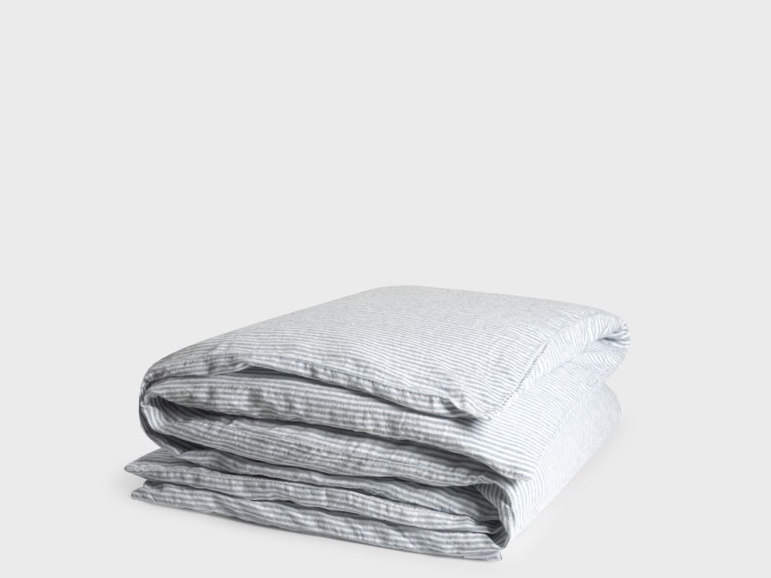 Dekbedovertrek gewassen linnen blue stripe - zonder slopen