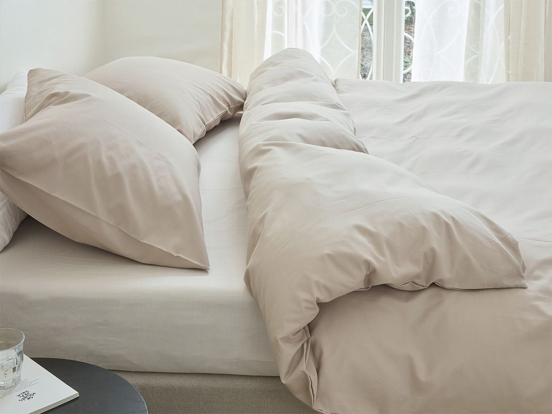 Dekbedovertrek katoen TENCEL™ sandy taupe