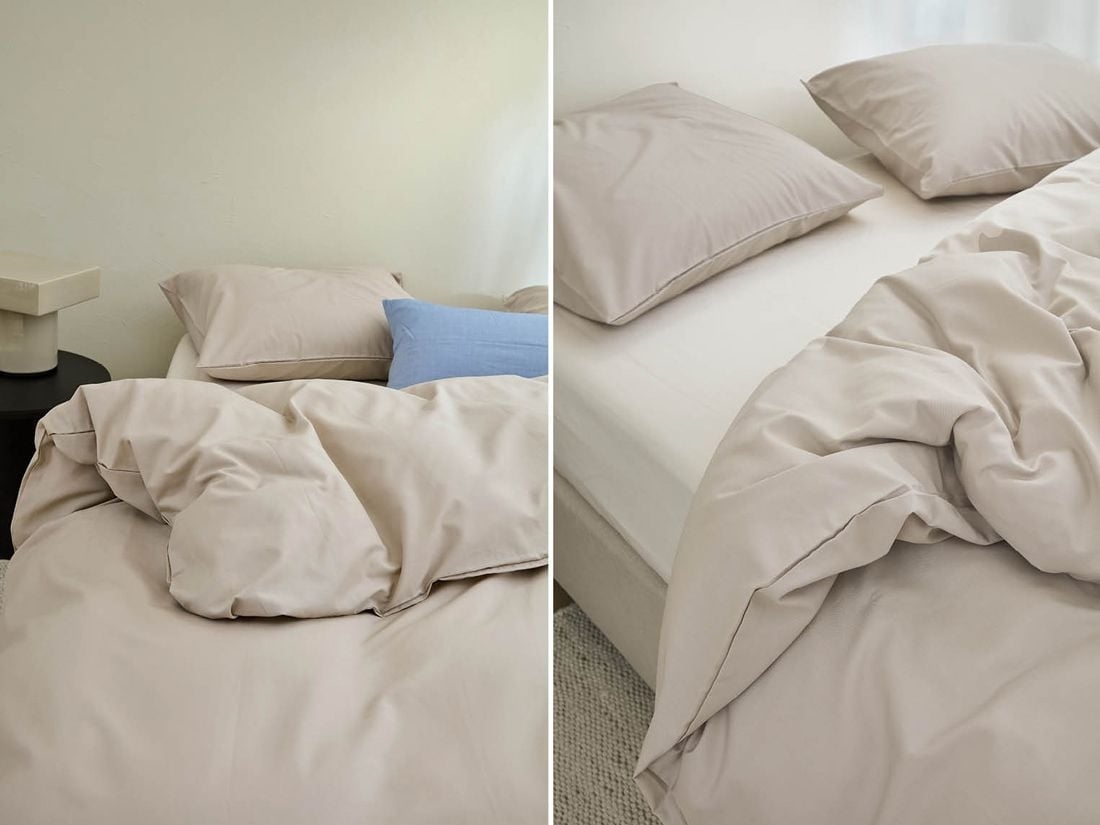 Dekbedovertrek katoen TENCEL™ sandy taupe