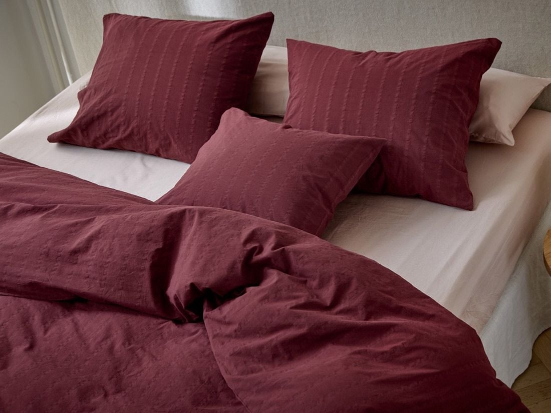 Dekbedovertrek seersucker katoen bordeaux