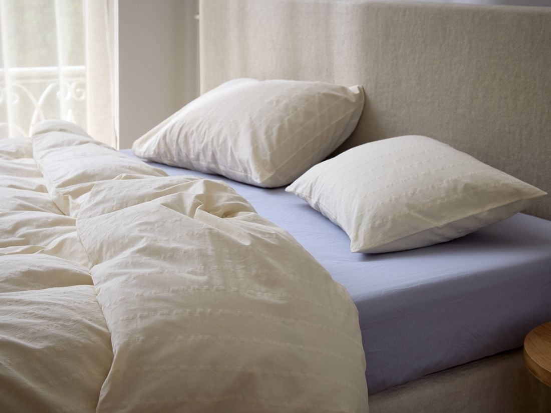 Dekbedovertrek seersucker katoen gentle white