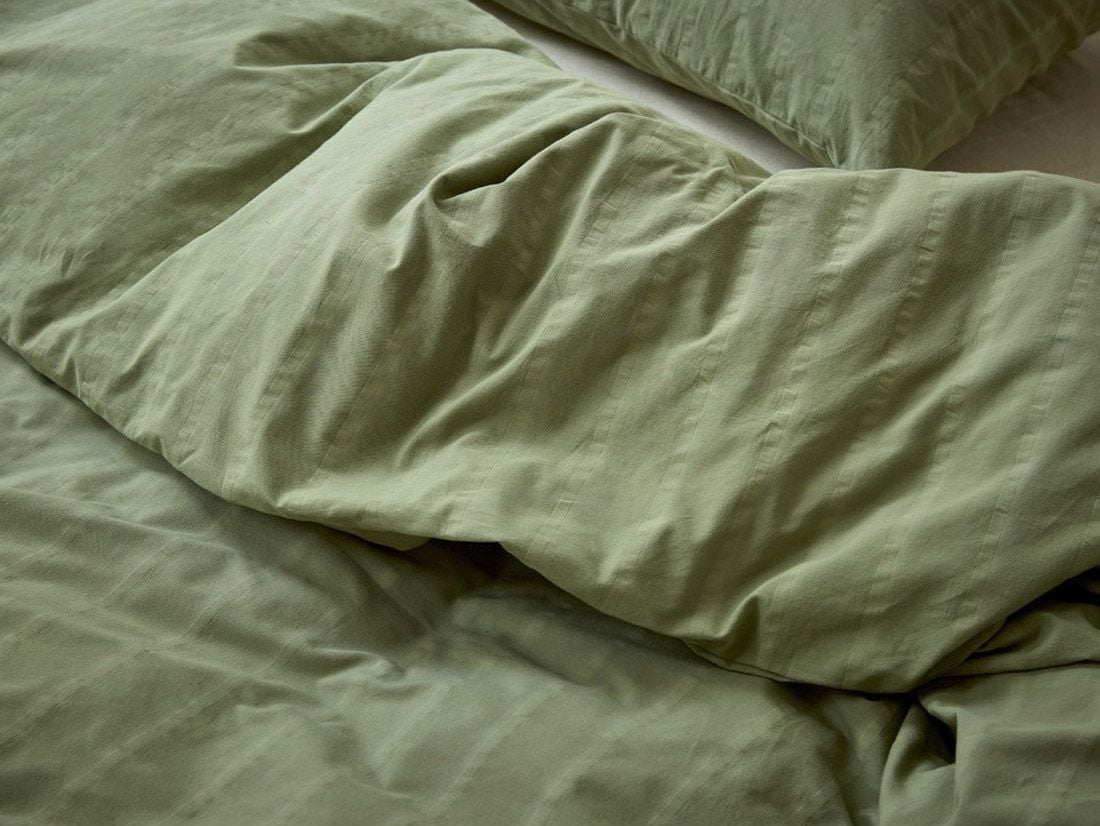 Dekbedovertrek seersucker katoen willow green