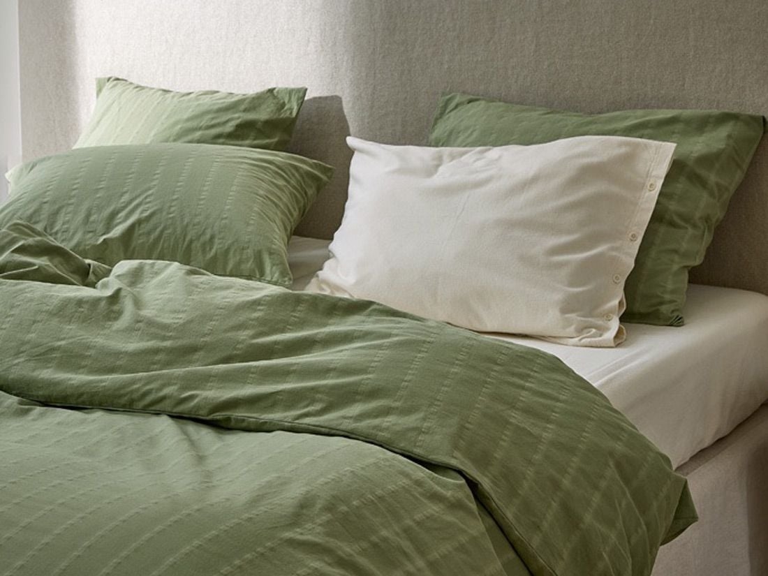 Kussensloop seersucker katoen willow green